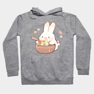 Cute bunny eating noodles Hoodie